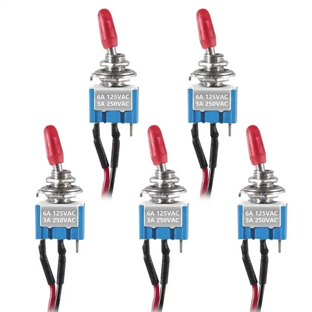 6mm 3pin 2position rocker waterproof latching 6A/125V 3A/250V toggle switch SPST with wire