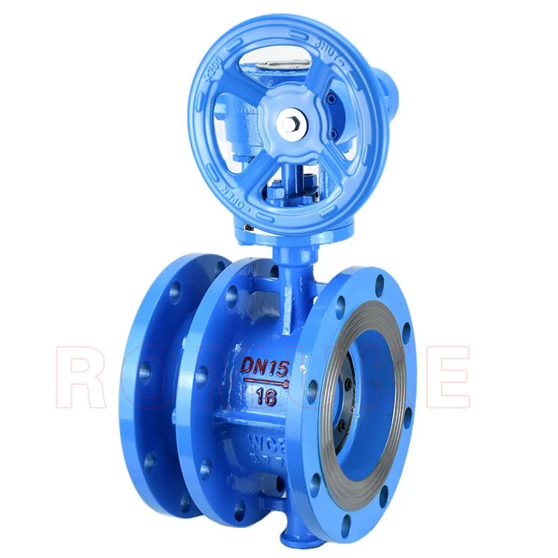 Cast steel worm gear flange telescopic butterfly valve