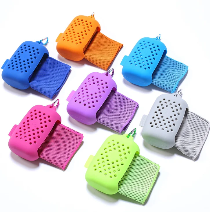 Portable Outdoor Travel Quick Drying Towel Soft Sports Cold Towel With Silicone Pouch Protective Cover Towel Sport Travel