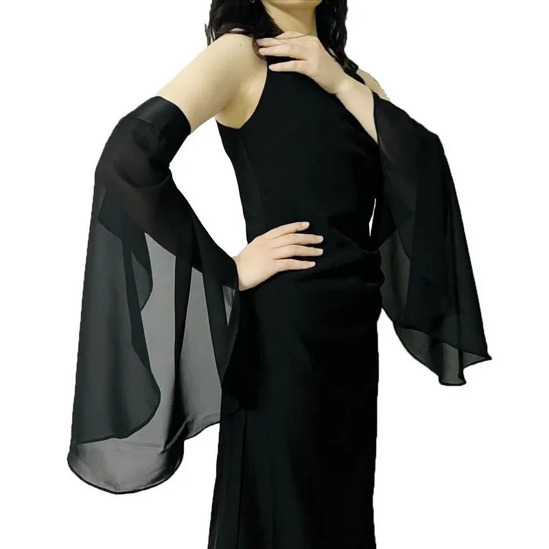 Chiffon Sleeves Arm Cover Long Pageant Gloves