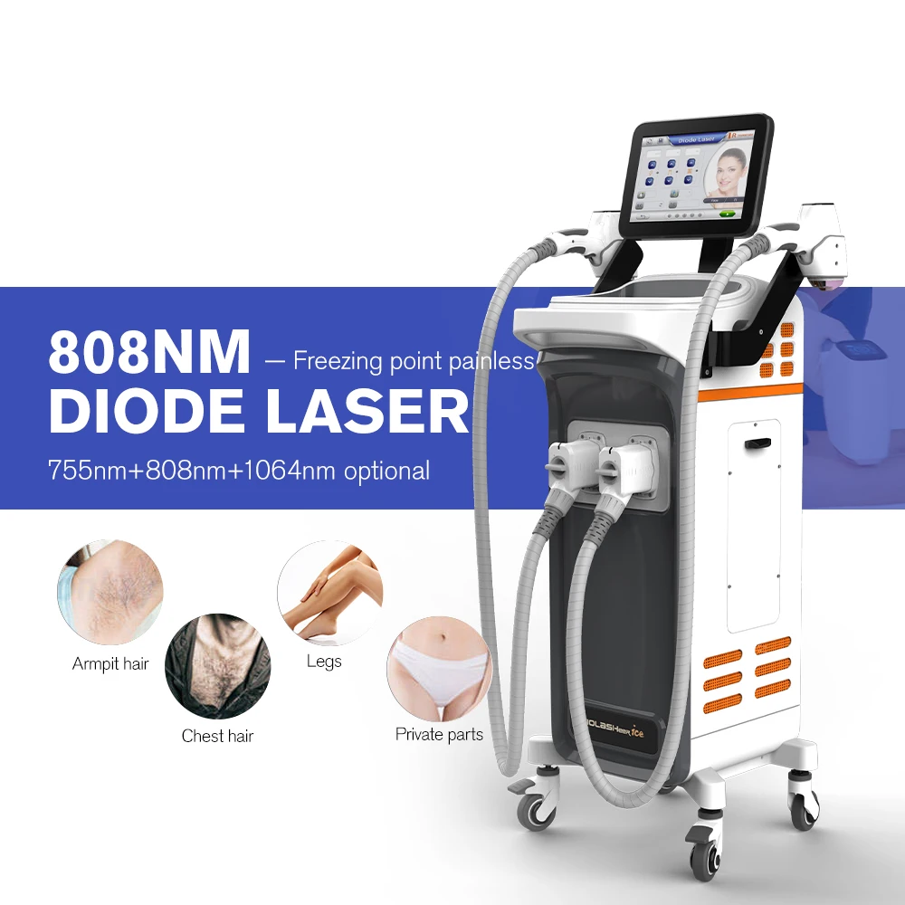 Ice Painless Diodelaser Hair Removal Machine Skin Cooling System 808 Diode Laser