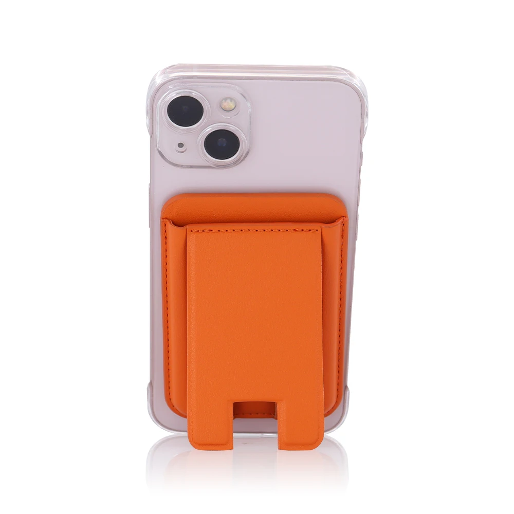 Minimalist Leather Card Holder Customized Slim Magnetic Phone Case Holder Magnet Credit Card Wallets