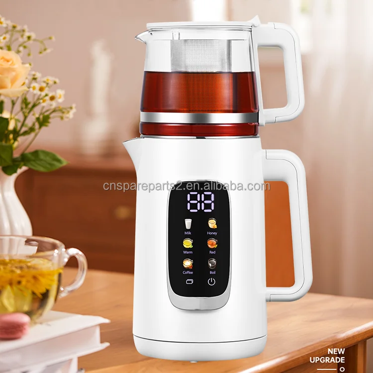 AutoTea Maker Smart Electric Samovar 1.5l+1l Heating Double Wall Stainless Steel Tea Maker Machine For Warm Milk Tea Coffee