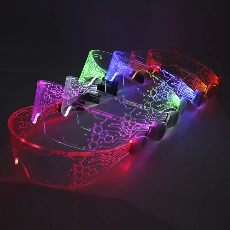 New Product Custom Logo Flashing Acrylic LED Luminous Glasses Light Up Sunglasses for Party