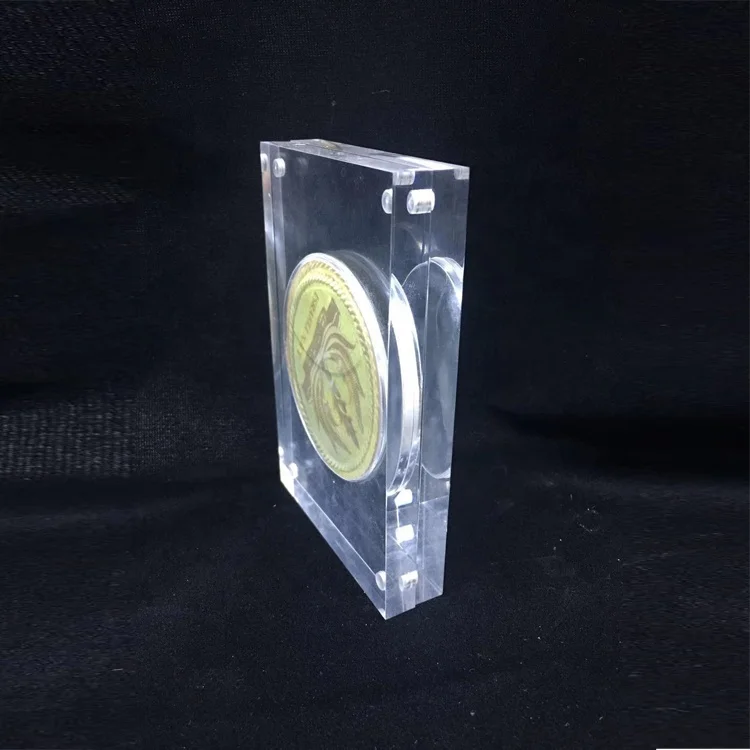 Factory supply high quality acrylic coin display rack stand customized design coin holder magnet display