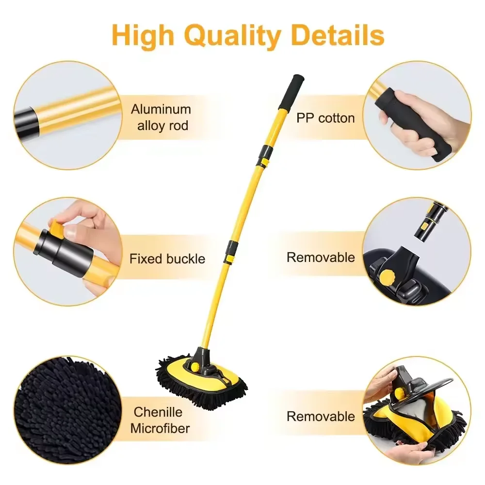 Adjustable Telescoping Long Handle Car Wash Brush Cleaning Mop for Household Cleaning Tools & Accessories
