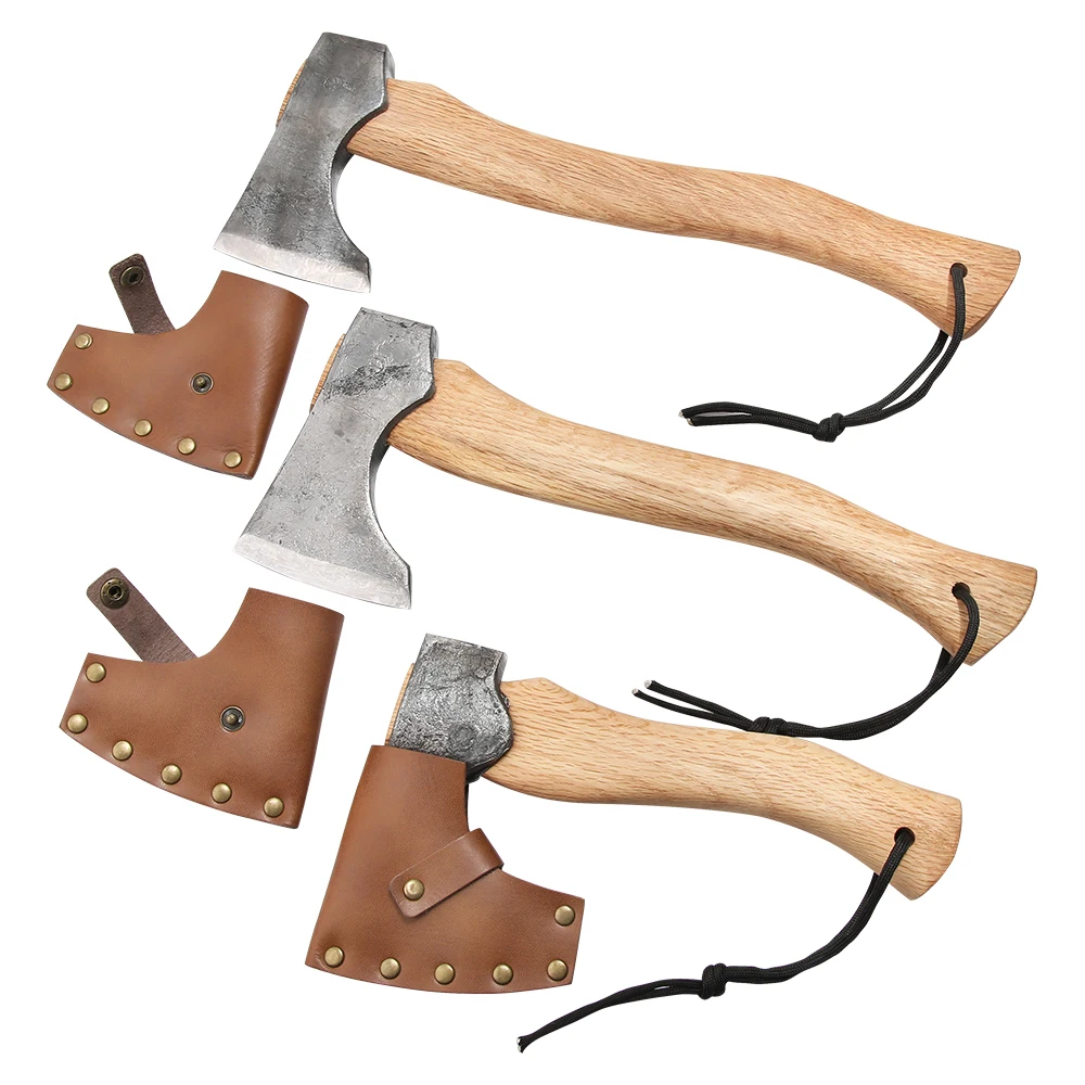 Irregular Wood Handle Hammer Axe Russian Hatchet Forged Stainless Steel Ax for Wood Cutting