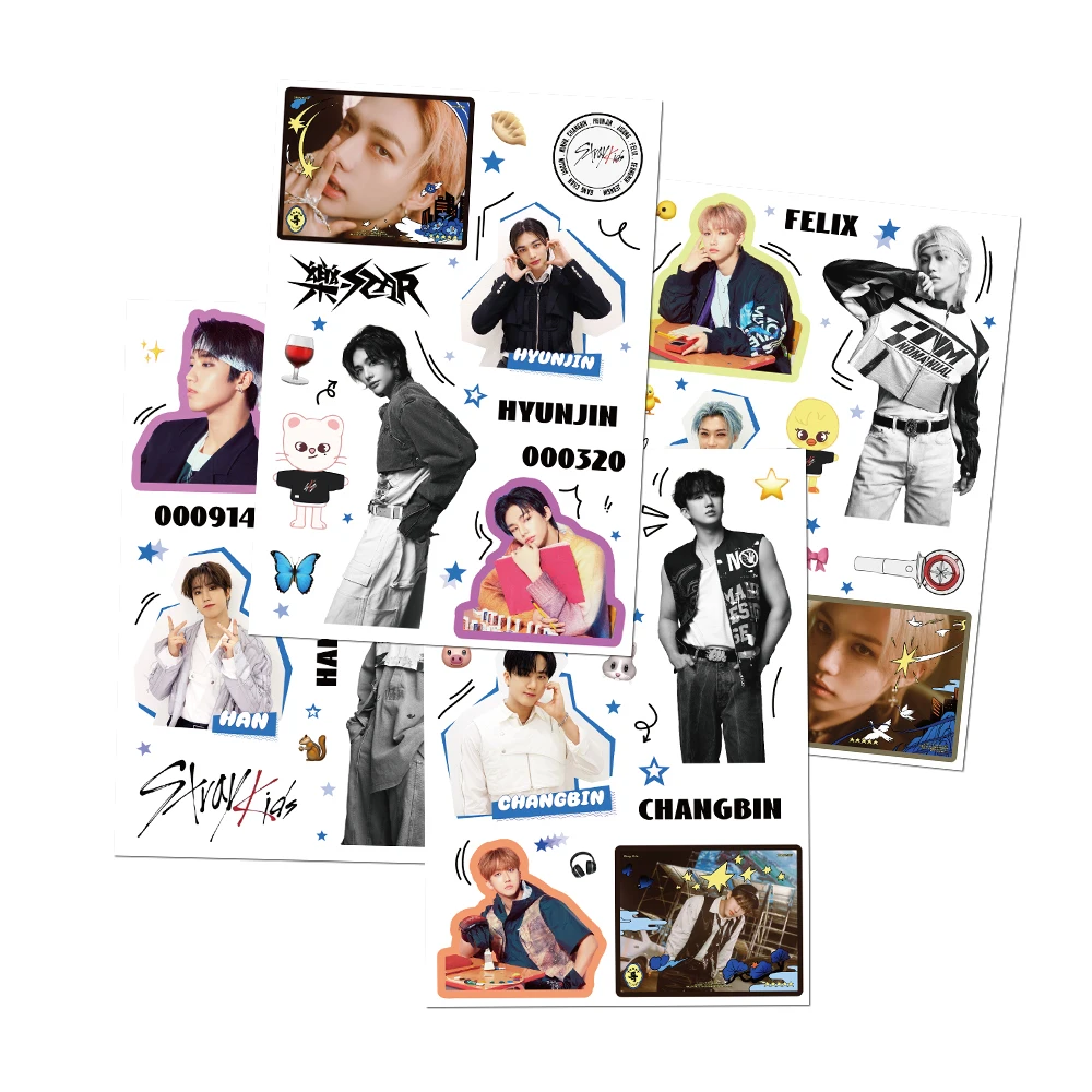 8pcs South Korean Boy Band Straykids Sticker Diy Phone Case Diary Guitar Decorative Waterproof Graffiti Puzzle Pvc Gift Stickers