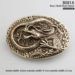Solid copper three-piece belt buckle white copper brass tang grass pattern fashion personality retro