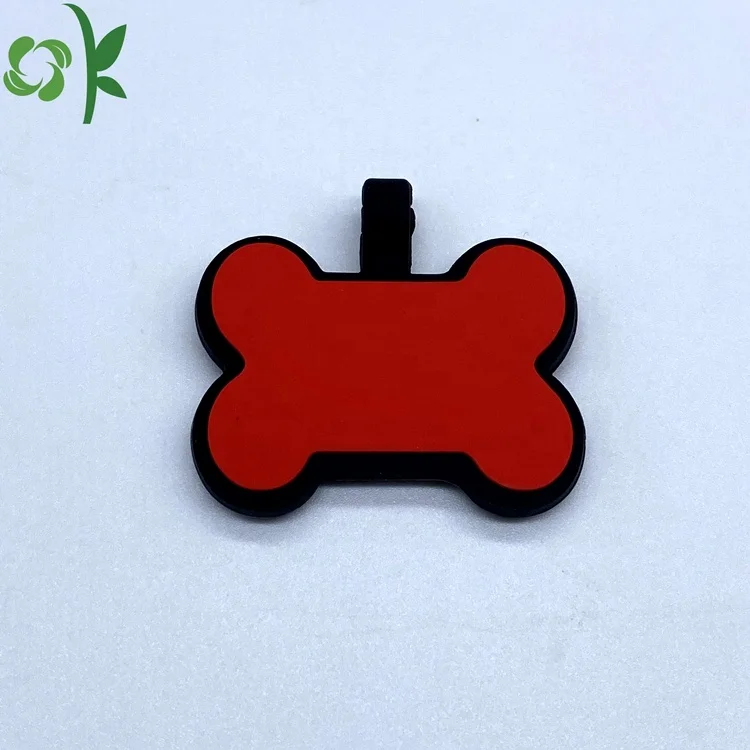  OKSILICONE Free Sample Bone Shape Dog Pet Name ID Tag Silicone Identify Rubber