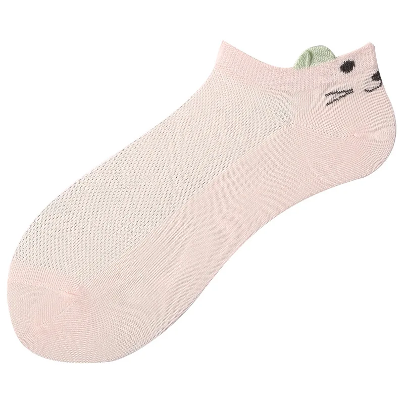 6 pairs set low cut anti slip cute cartoon socks summer cotton ankle knit fashion jacquard women socks