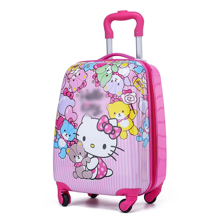 pink Kt baby suitcase with spinner wheel handle lightweight unicorns carry on luggage for girls kids hello my kitties luggage