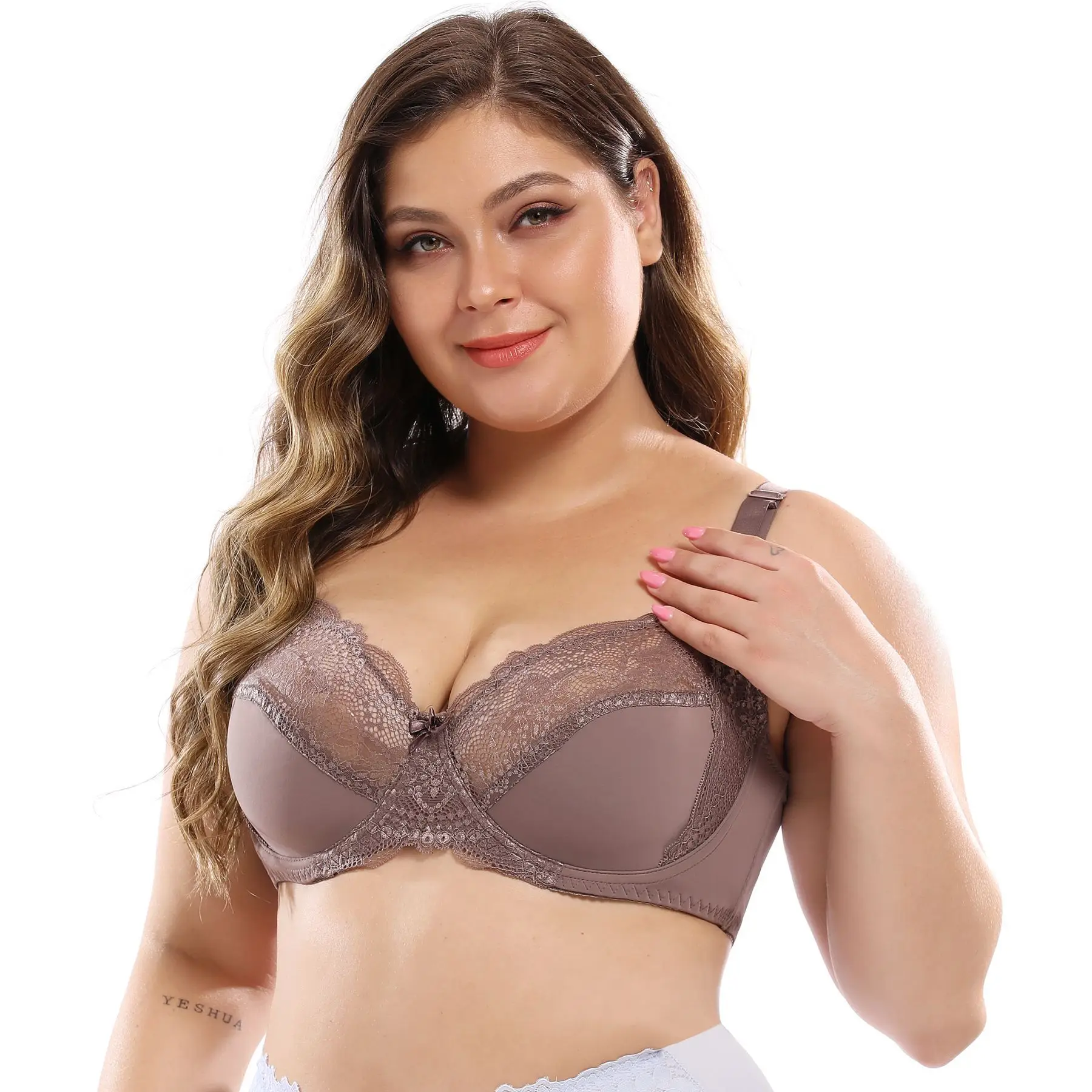 WB-21 85-110D full cup sexy lace plus size bra with steel ring hot sell in European and American big breasts show small bra