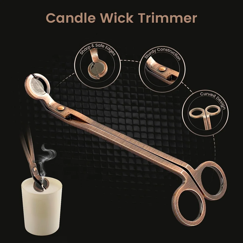 Candle Tools Care Kit Scissors Multipurpose Wick Trimmer Custom Laser Logo Copper Bronze Candle Accessories