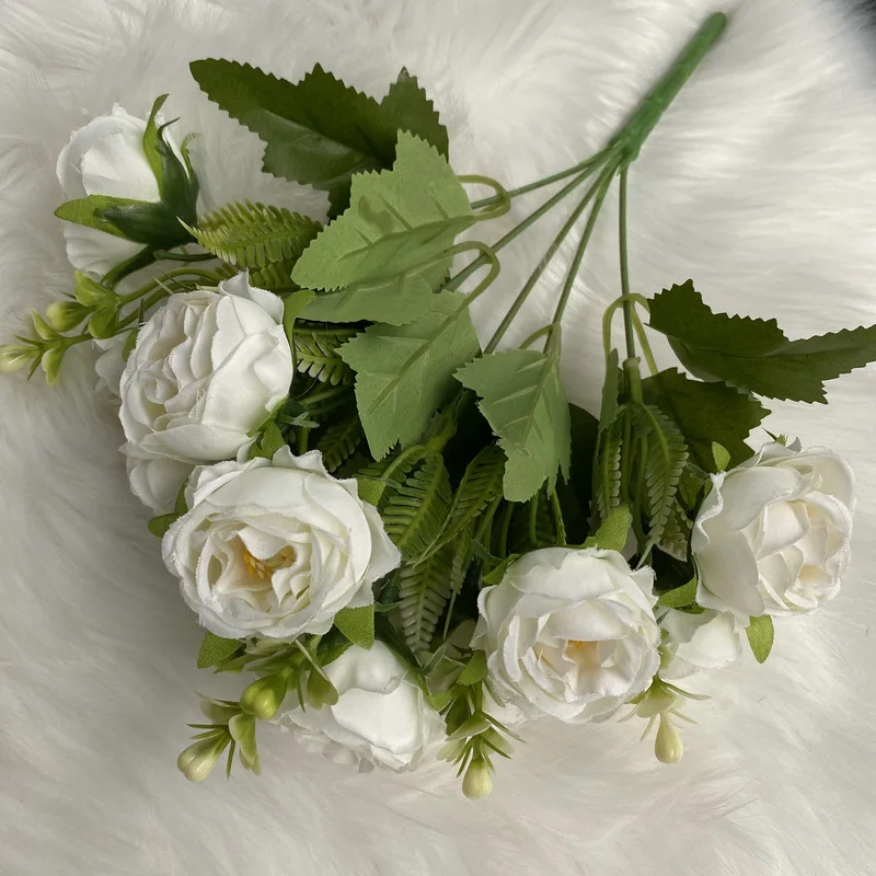 DREA 10 Heads Artificial Peonies Bunches Silk Peony Bush Fake Flower For Wedding Home Office Party Hotel Decoration