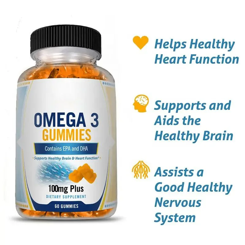 Fatty Acid Supplements Omega 3 Fish Oil Gummies with EPA & DHA From Wild Fish Support Brain and Cardiovascular Health