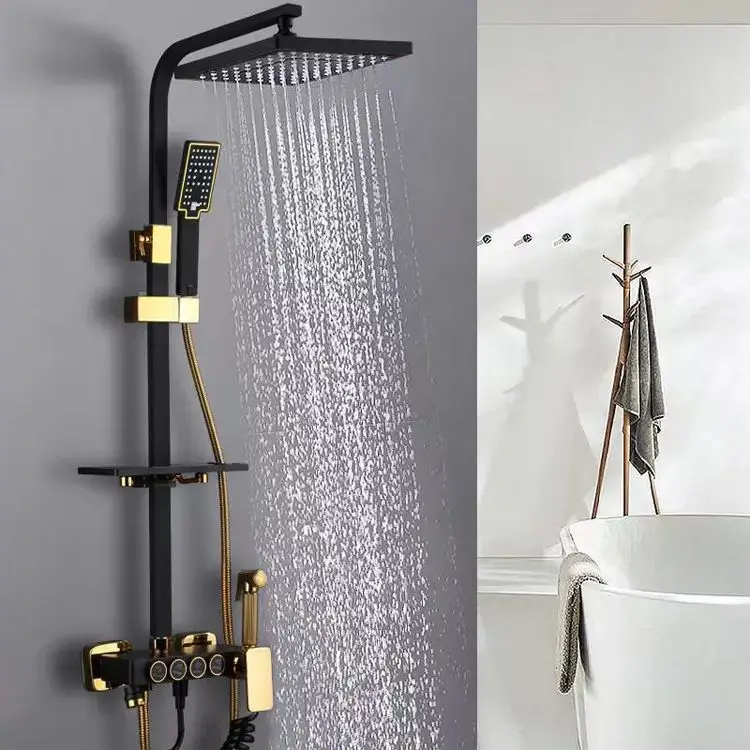 Bathroom Rain Shower Kit Bath Rain Shower Set gold Plating Kit Square Bathroom Shower System Set