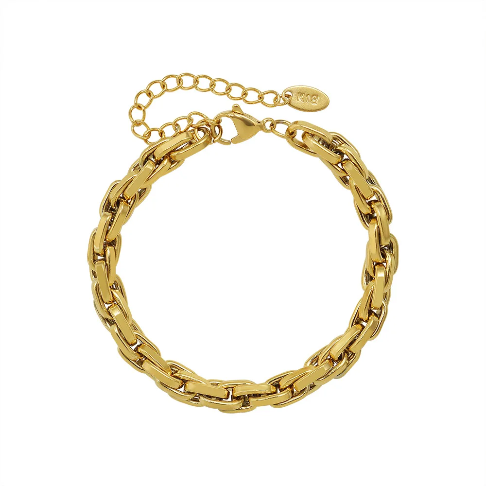 Лидер продаж 2021, толстая цепочка во французском стиле, позолоченный Титановый стальной Шарм-браслет 18 карат в стиле хип-хоп для женщин