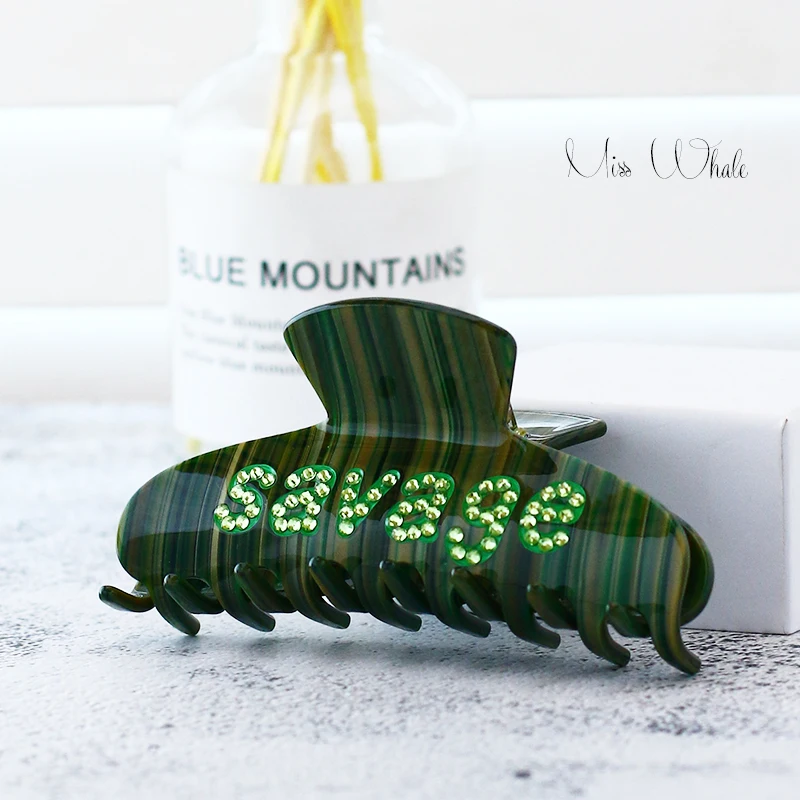 manufacturer custom made branded logo hair claws name personalized design acetate alphabet claw clip letter hair clamp words