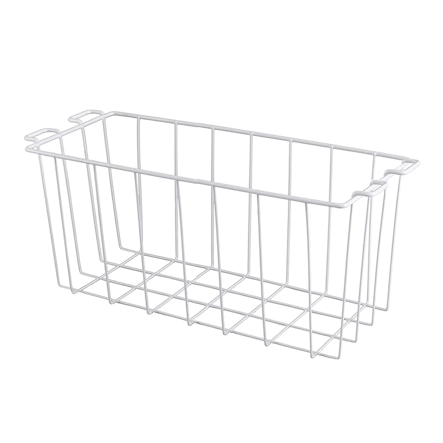 Kitchen Bathroom Freezer Pantry Metal Grid Basket Large Rectangular Iron Wire Basket Organizer