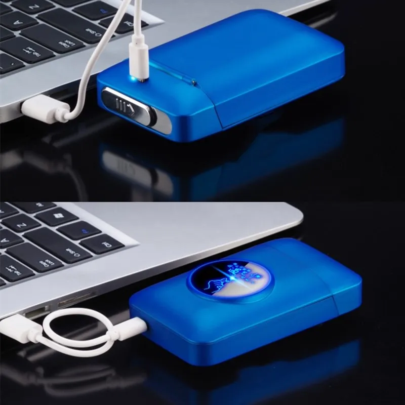Оптовая продажа ветрозащитная сублимационная коробка для сигарет с usb перезаряжаемой электронной зажигалкой пользовательским логотипом и светодиодным