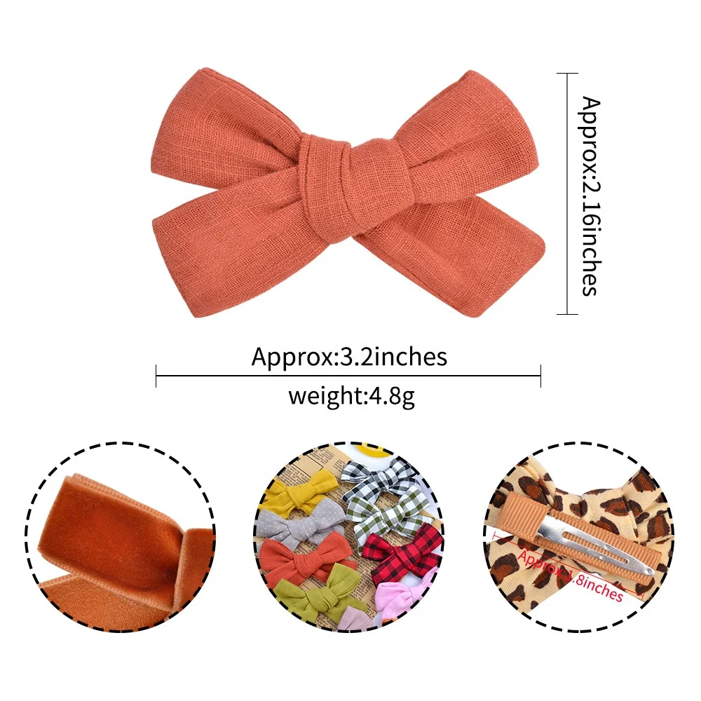 E-Magic Wholesale Leopard print hair bow with metal clips custom size hair bow for girls high quality girl hair accessories