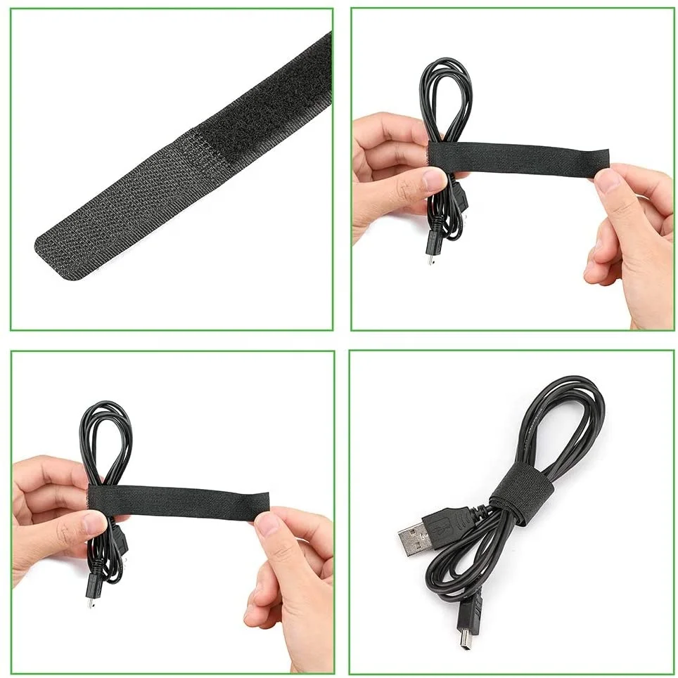 Factory Reusable Adjustable Colorful Back To Back Hook And Loop Strap Nylon Cable Tie Fastener