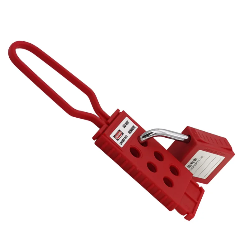 Industrial  Dia.6mm Nylon Plastic Snap Red Lockout Hasp 6 Holes Padlocks Isolation Multi Hasp