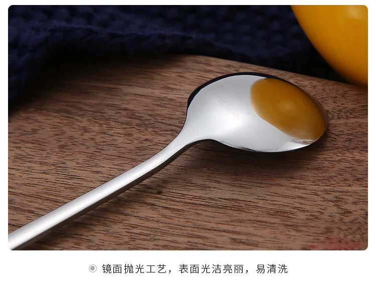 Personalized logo laser mini 304 stainless steel round coffee stirring dessert spoon