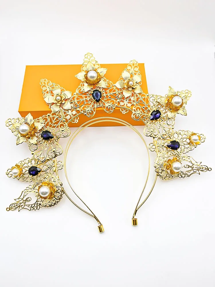 Custom Make Lorita Goddess Sun Halo Crown Headband Gothic Retro Mary Baroque Hair Accessories