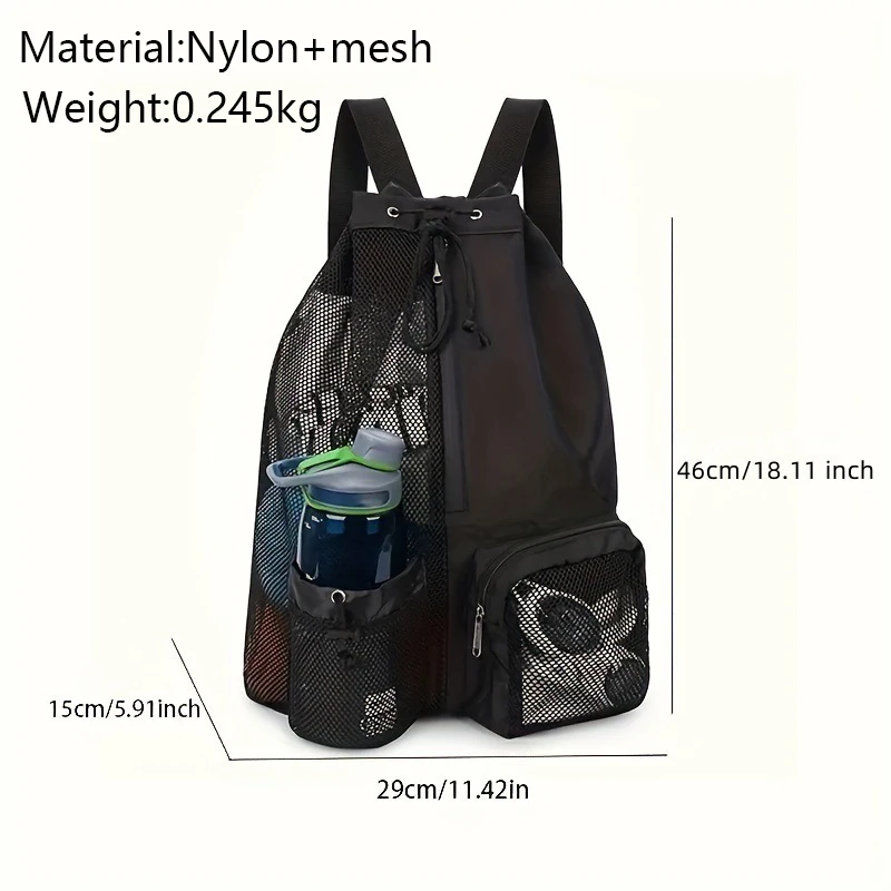 Waterproof Sport Travel Gym Drawstring Backpack OEM Custom Logo Mesh Swim Bag Beach Camping Mesh Drawstring Backpack