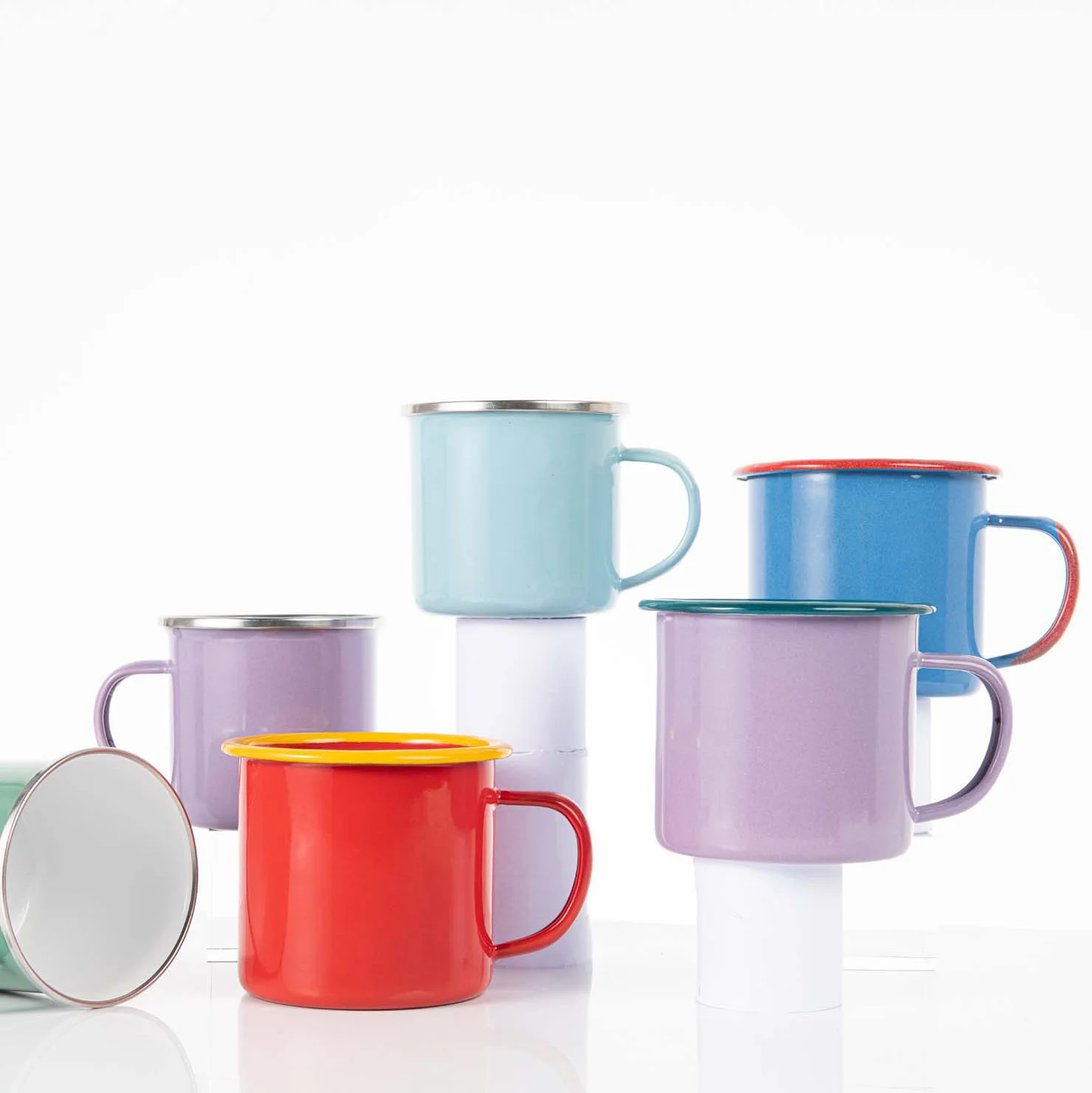 Wholesale 12oz Colorful Metal Sublimation Enamel Outdoor Travel Camping Custom Enamel Mug With Handle