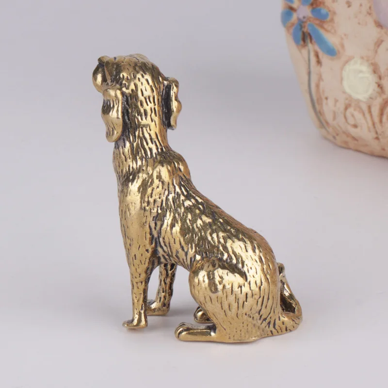 Brass Antique Animal Dog Statue Ornament Solid Bronze Sculpture Home and Study Decoration Metal Crafts