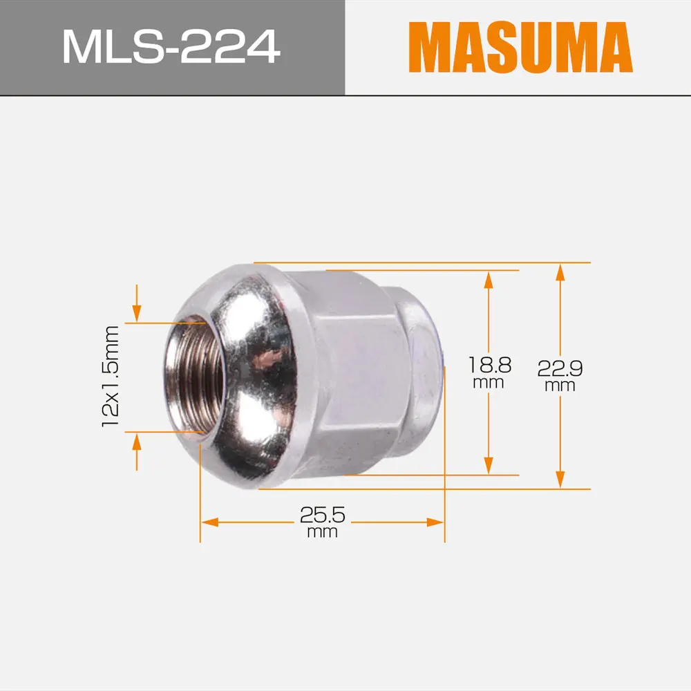 MLS-224 MASUMA Manufacturing Repair Wheel nut M 12x1.5 (R) wrench 19 snap bolt 90304-SA5-013 90304-SEL-T91