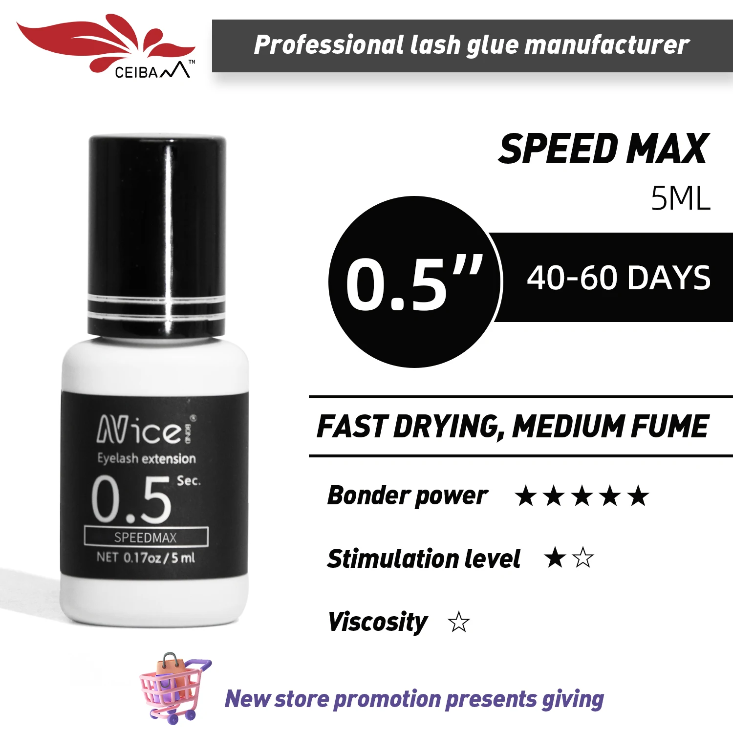 Nice Bond 0.5s lash adhesive Long Lasting lash glue for eyelash extension glue custom lash glue wholesale private label