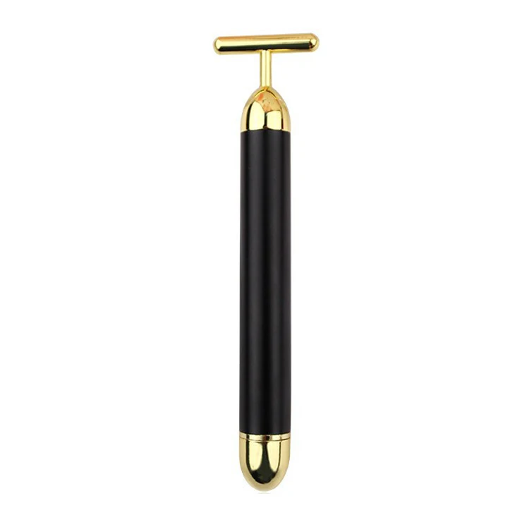 Private Label Skin Care Device Lip Roller Eye Wand Gold Energy Beauty Bar Electric Face Massager Vibrating Facial Lifting Tool