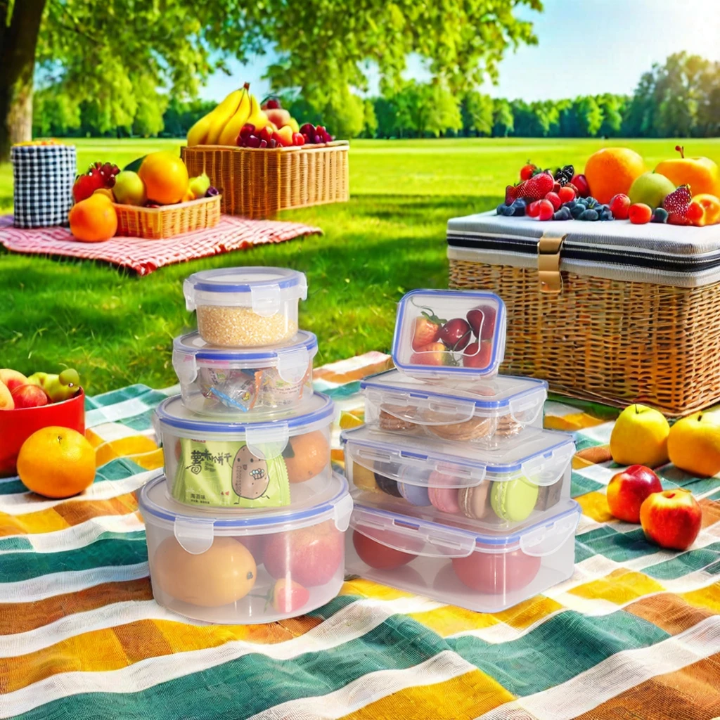 wholesale Modern Design Plastic Microwaveable Refrigerator Storage Box Airtight Food Container Set Rounded Shape Injection PP
