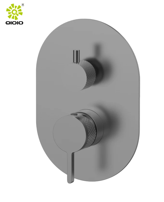 KP YC supplier 304 ss watermark knurl handle two ways shower mixer wall mounted  conceal shower faucet wall mixer with diverter