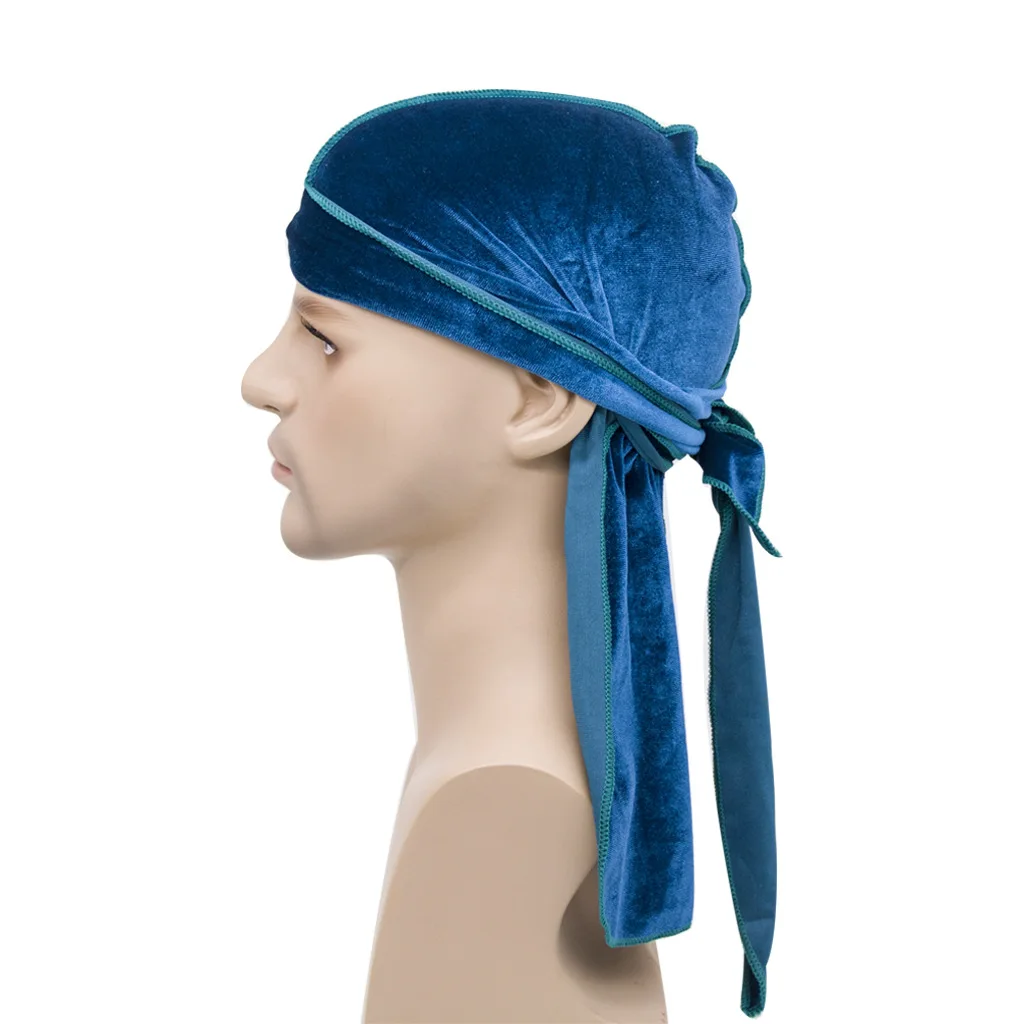 Long Tail Stretchable Luxury Doo Rag Dew Rags Suede Durags velvet durags Headwraps for women and men