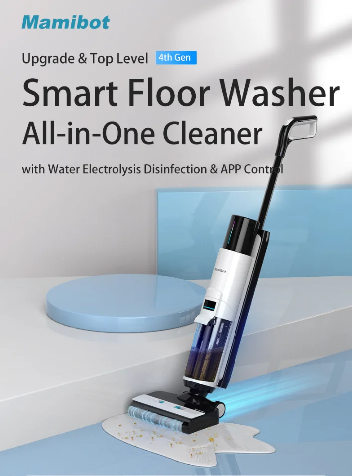 2022 Flomo MAX Floor Washer Fancy Design 13kpa Strong Vacuum Power Wet & Dry Best Hard Floor Cleaner for Hotels Cars APP Control