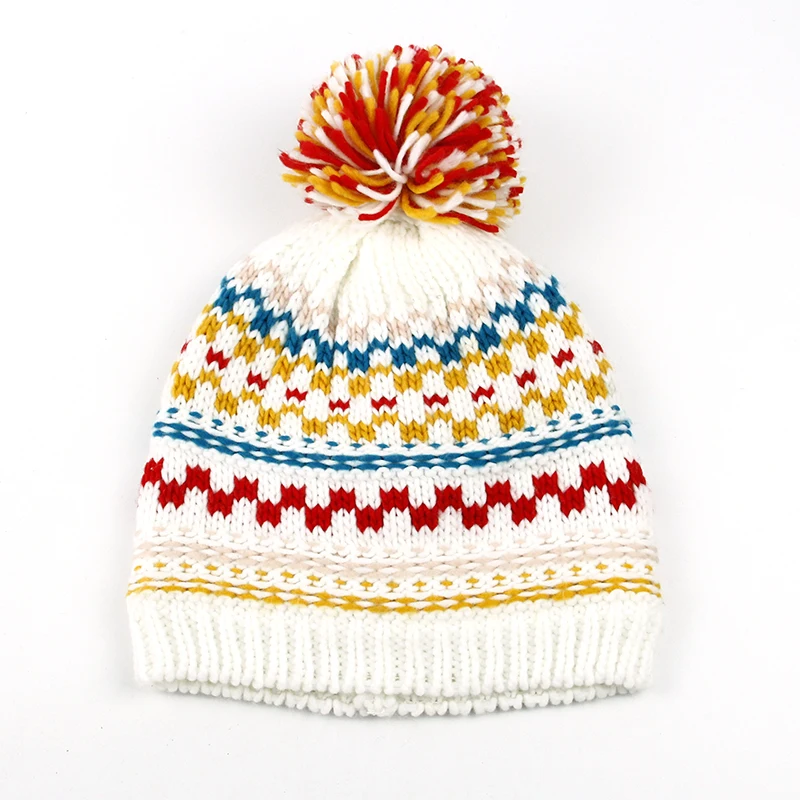 Wholesale fashion custom logo warm colorful 100% polyester RPET jacquard hat for winter