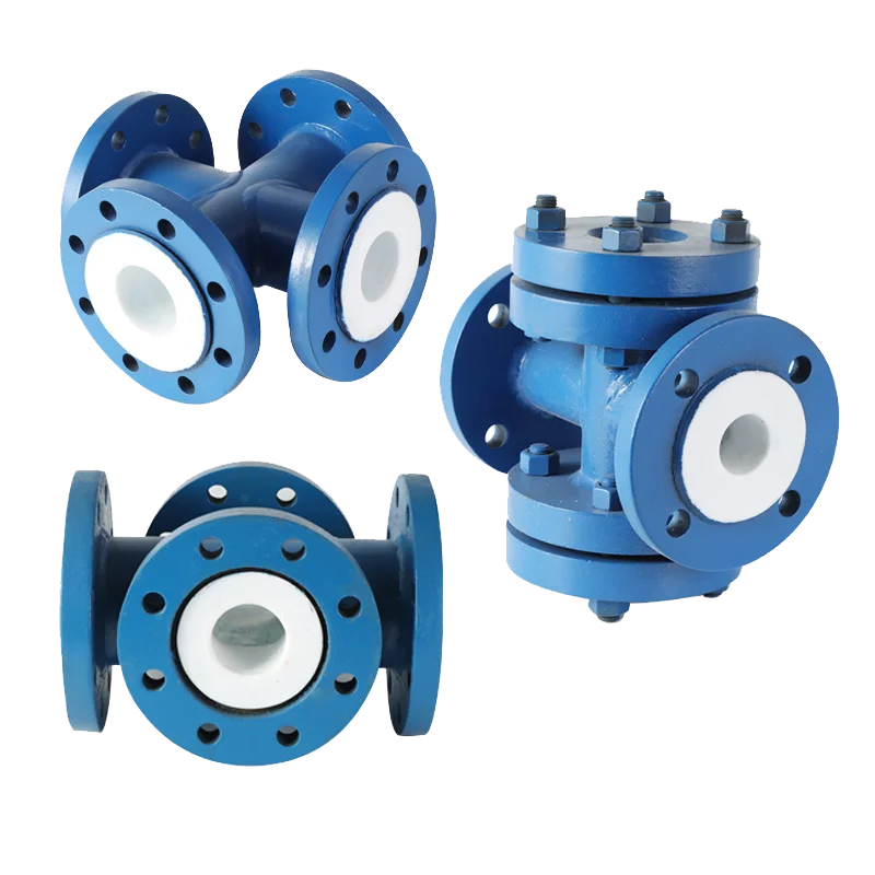 DN60 PTFE steel lined equal diameter four-way fitting