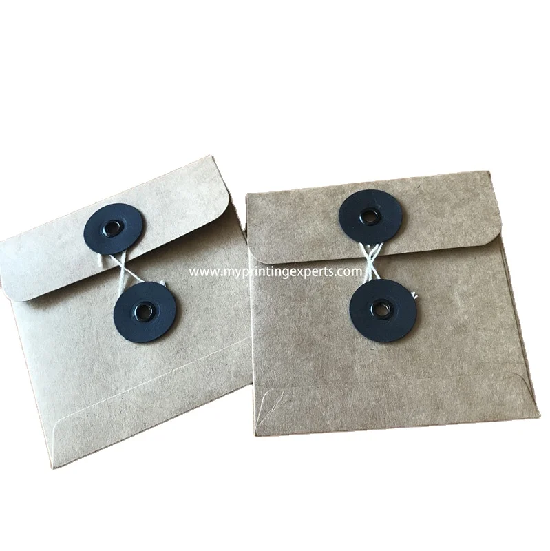 Square Kraft Envelope Button String Tie Envelopes