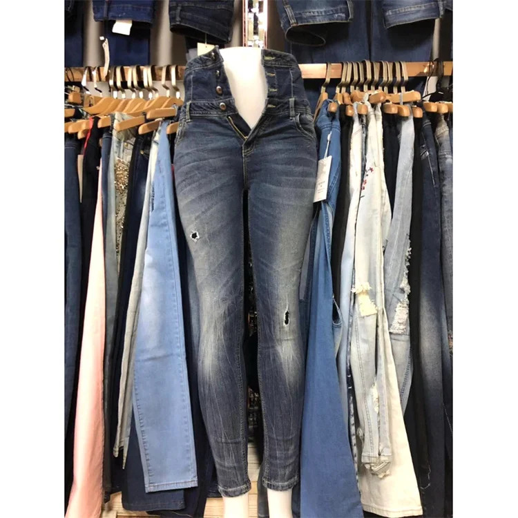 high waist used jeans women slim fit lift stretch spandex fashion new model factory surplus stock liquidation
