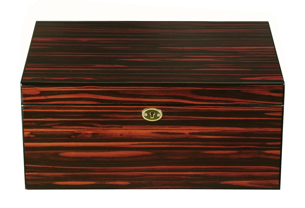 Large Capacity 100 CT High Gloss Wooden Desktop Cigar Humidor Display Box with Humidifier and Hygrometer for Man