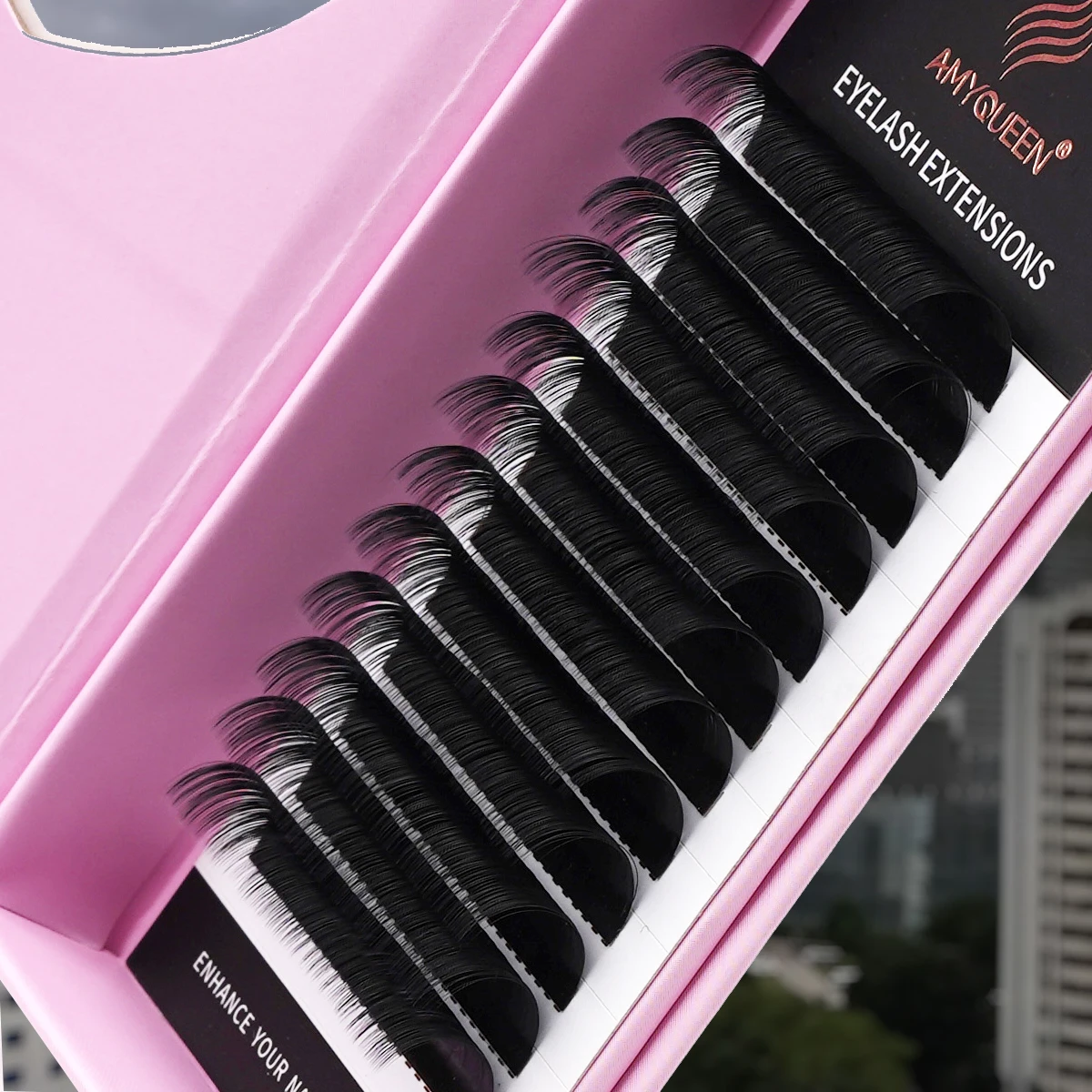 Wholesale Fluffy Cashmere Lash Trays Vendor Customize Jet Black Matte Korean Pbt Fiber Eyelash Extension