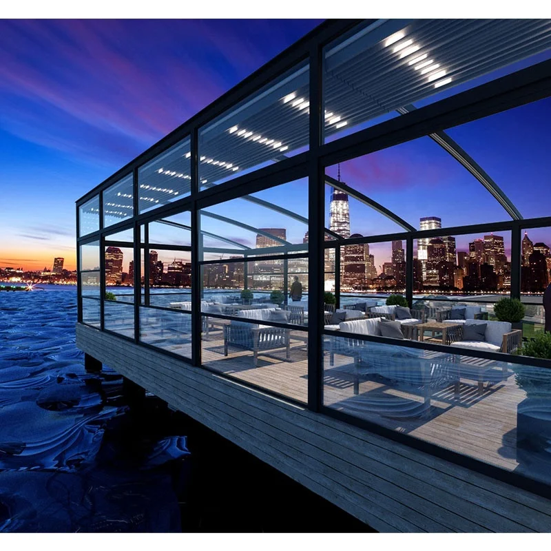 China Automatic Vertical Sliding Guillotine Glass Window Systems Vertical Opening Closing Aluminum Window