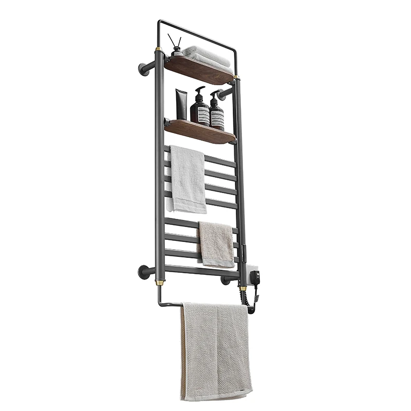 Electric towel rack, space aluminum non perforated bathroom intelligent heating sterilization drying rack storage rack