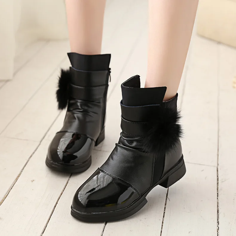 New Design Kids Winter Autumn Plush Ball Pendant  Fashion Girl Alloy Snow Boot For Wholesale Children Boots Shoes