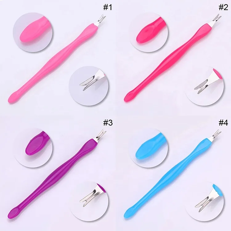 Cuticle Pusher Nail Art Fork Dead Skin Remover Stainless Steel Nipper Trimmer